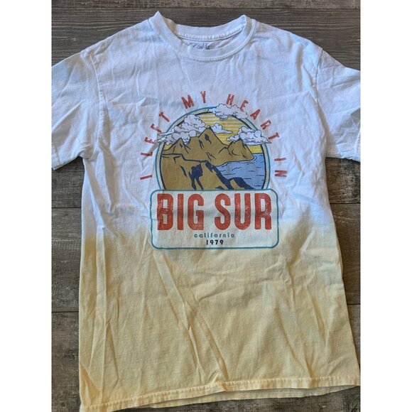 Small White Surfer Graphic T-shirt I Left My Heart In Big Sur California 1979 - Picture 1 of 4